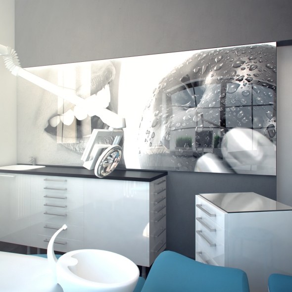 Gabinet dentystyczny - aranżacja wnętrza, wizualizacja 3d