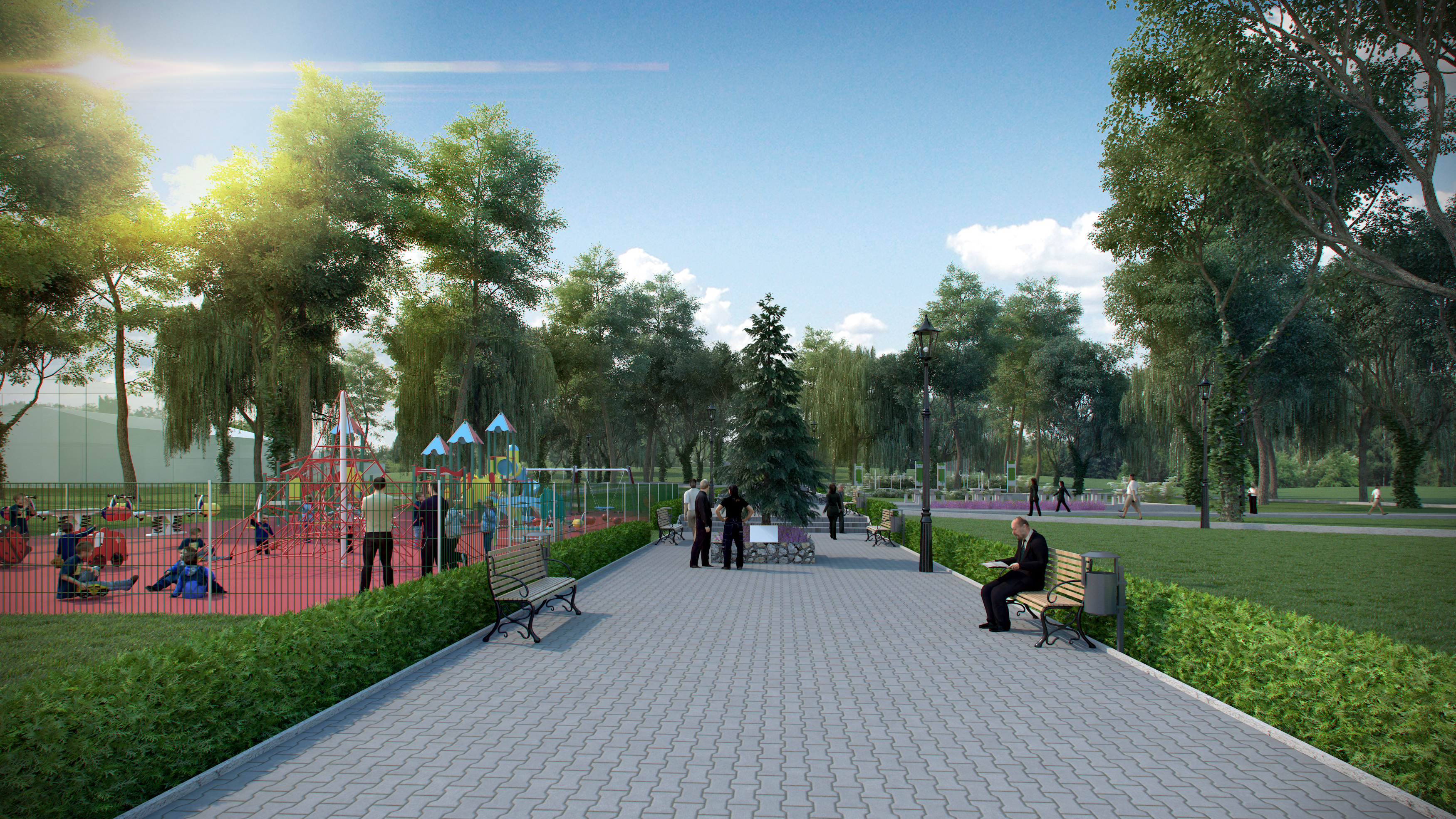Wizualizacja koncepcji rewitalizacji Parku Przyjaźni Wojsk Górskich w Kłodzku